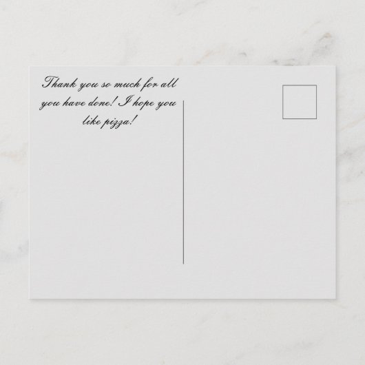 Briefkaart Pizza (Achterkant)