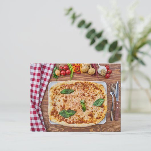 Briefkaart Pizza (Staand voorkant)