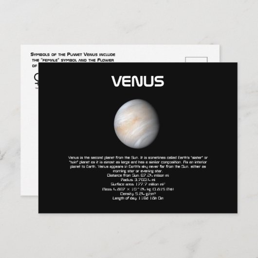 Briefkaart Planet Venus (Voorkant / Achterkant)
