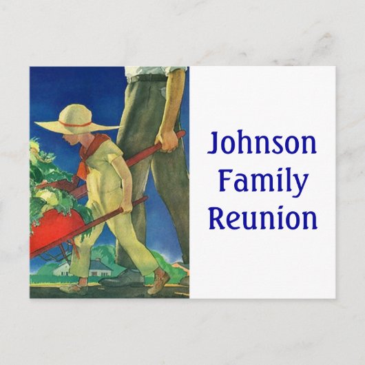 Briefkaart  plattelandstuinfamilie, renusie-pc (Voorkant)