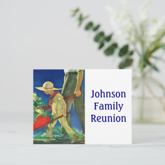 Briefkaart  plattelandstuinfamilie, renusie-pc (Staand voorkant)