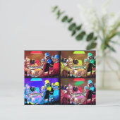 Briefkaart: Poker Dogs Pop Art Briefkaart (Staand voorkant)