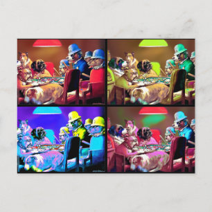 Briefkaart: Poker Dogs Pop Art Briefkaart