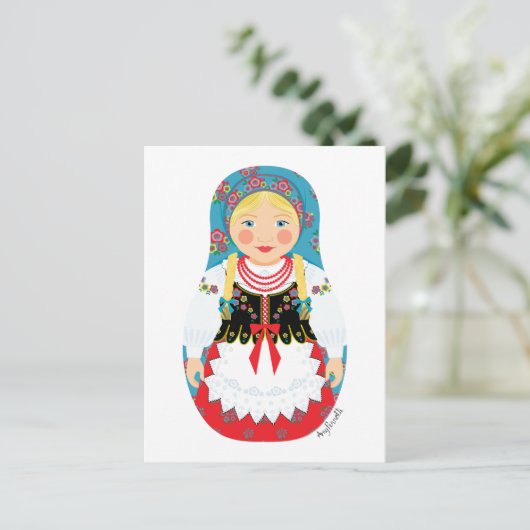Briefkaart Pole Matryoshka (Staand voorkant)