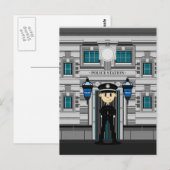 Briefkaart politieman en politiepost (Voorkant / Achterkant)