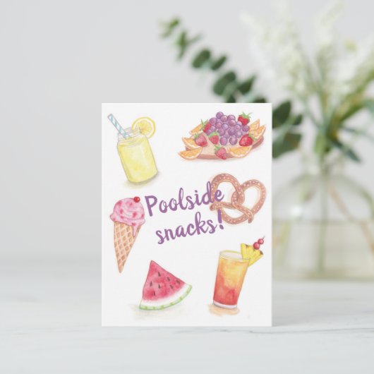 Briefkaart poolside Snacks (Staand voorkant)
