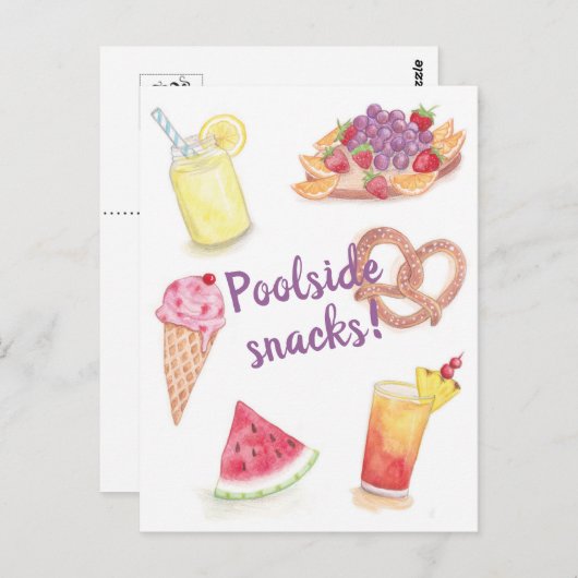 Briefkaart poolside Snacks (Voorkant / Achterkant)