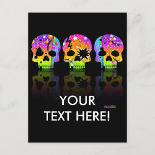 BRIEFKAART - POP ART SKULLS