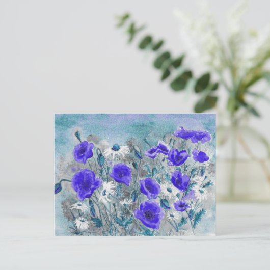 briefkaart "Poppy Blue" (Staand voorkant)