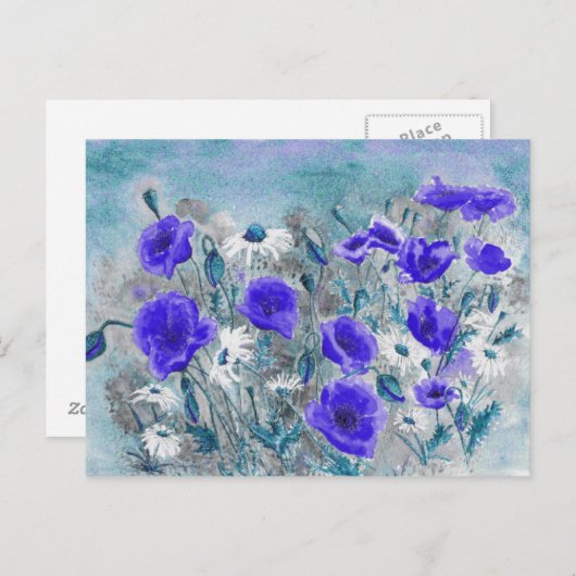 briefkaart "Poppy Blue" (Voorkant / Achterkant)