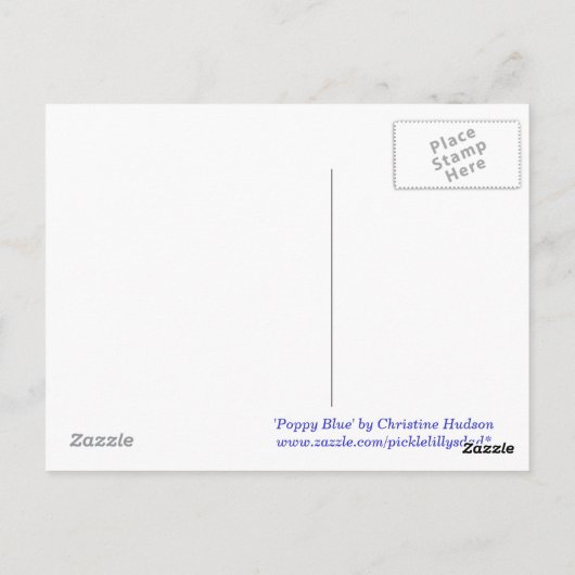 briefkaart "Poppy Blue" (Achterkant)