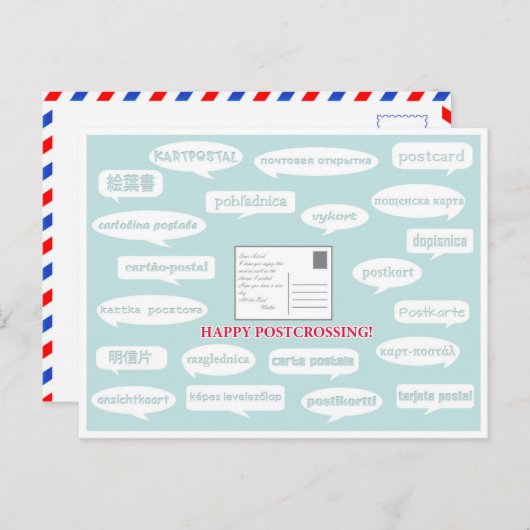 Briefkaart "Postcrossende Speechbubbles" (Voorkant / Achterkant)