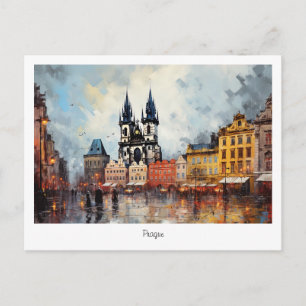 Briefkaart Prague-nacht in Tsjechië