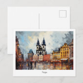 Briefkaart Prague-nacht in Tsjechië (Voorkant / Achterkant)