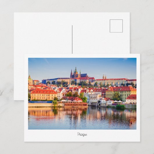 Briefkaart Prague-nacht in Tsjechië (Voorkant / Achterkant)