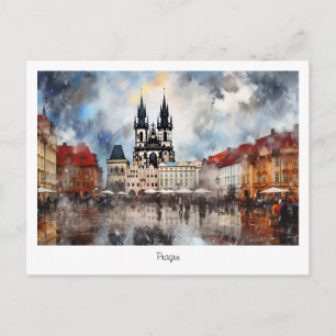 Briefkaart Prague-nacht in Tsjechië