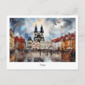 Briefkaart Prague-nacht in Tsjechië (Voorkant)