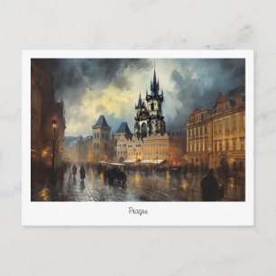 Briefkaart Prague-nacht in Tsjechië