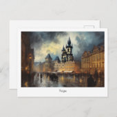 Briefkaart Prague-nacht in Tsjechië (Voorkant / Achterkant)