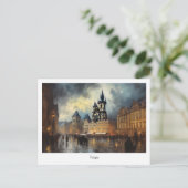 Briefkaart Prague-nacht in Tsjechië (Staand voorkant)