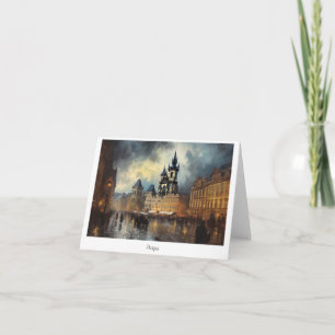 Briefkaart Prague-nacht in Tsjechië