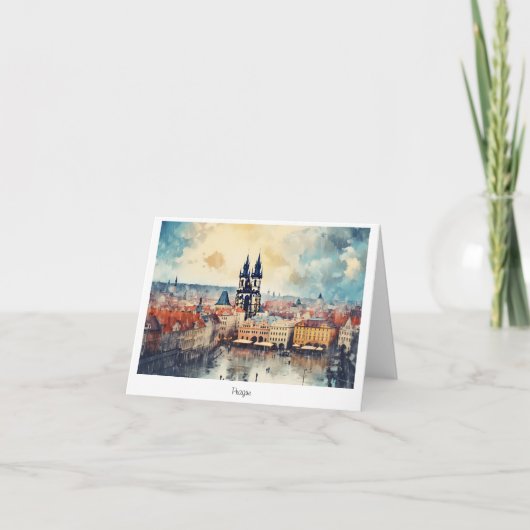 Briefkaart Prague-nacht in Tsjechië (Voorkant)