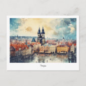 Briefkaart Prague-nacht in Tsjechië (Voorkant)