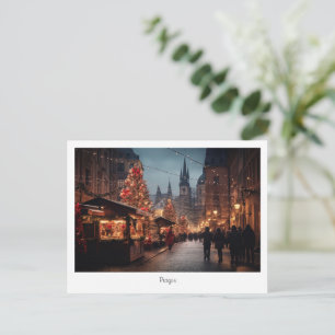 Briefkaart Prague-nacht in Tsjechië
