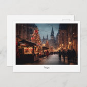 Briefkaart Prague-nacht in Tsjechië (Voorkant / Achterkant)