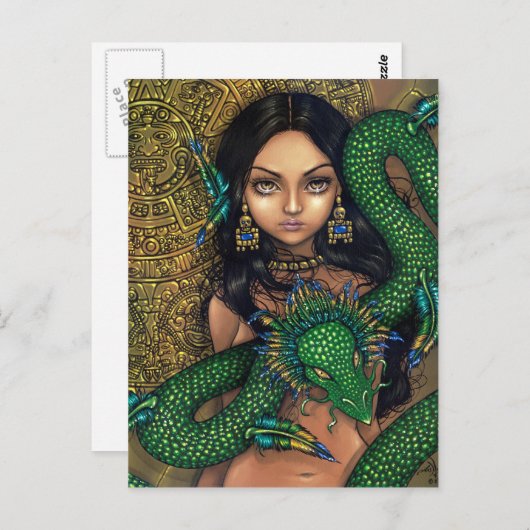 briefkaart "Priestess of Quetzalcoatl" (Voorkant / Achterkant)