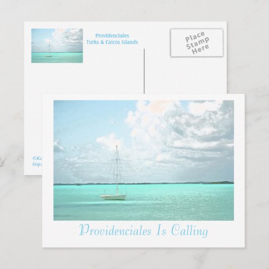 Briefkaart, "PROVIDENCIALES ROEPT"/SAILBOAT Briefkaart (Voorkant / Achterkant)