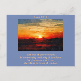 Briefkaart - Psalm 59:16 's ochtends