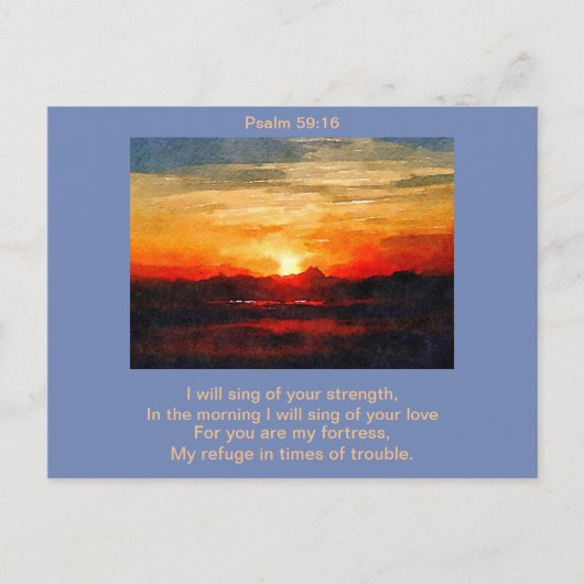 Briefkaart - Psalm 59:16 's ochtends (Voorkant)