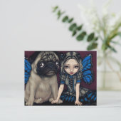 briefkaart "Pug Pixie" (Staand voorkant)