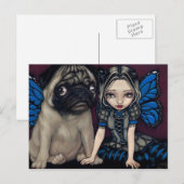 briefkaart "Pug Pixie" (Voorkant / Achterkant)