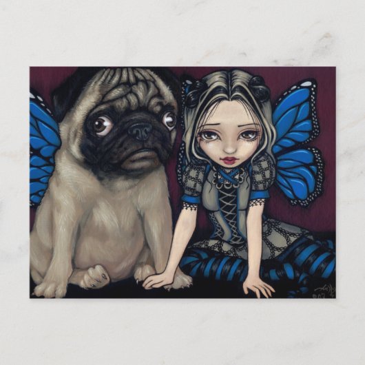 briefkaart "Pug Pixie" (Voorkant)
