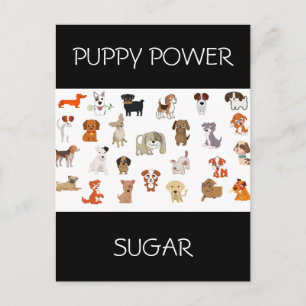 briefkaart "PUPPY POWER" met aangepaste naam puppy