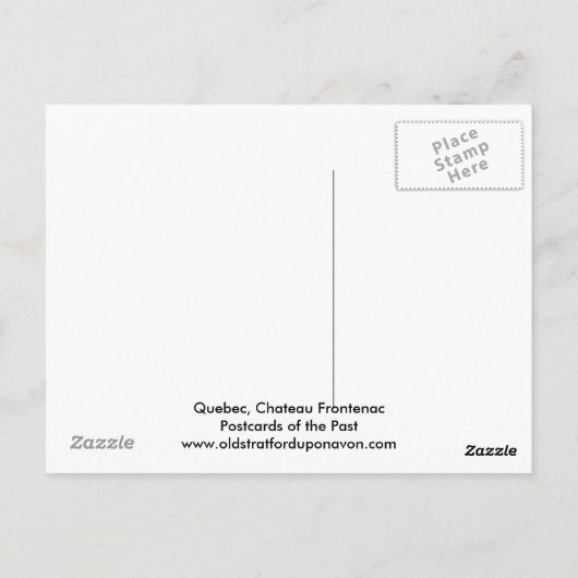 Briefkaart, Quebec, Chateau Frontenac Briefkaart (Achterkant)