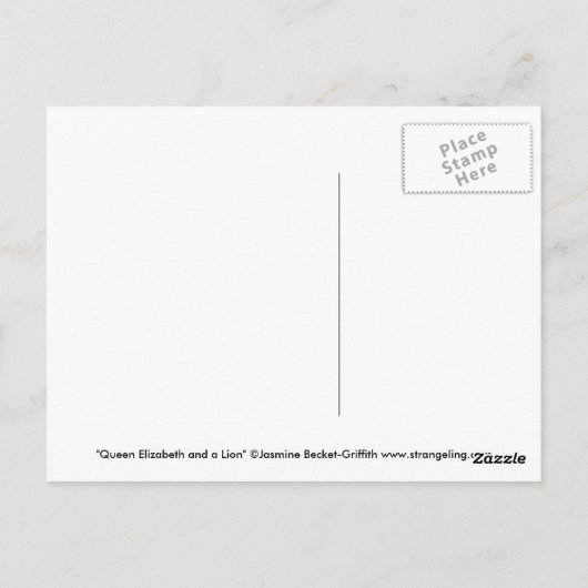 briefkaart "Queen Elizabeth en a Lion" (Achterkant)