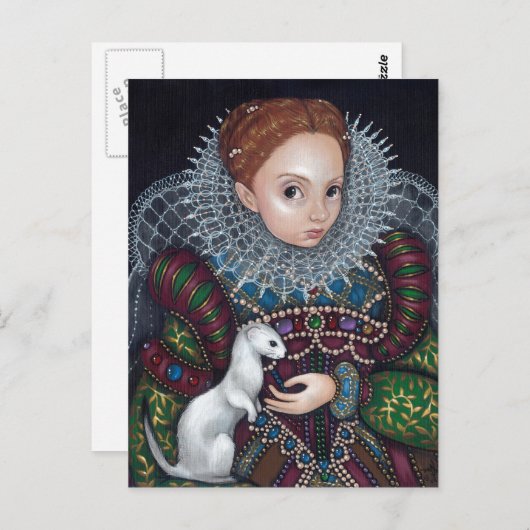 briefkaart "Queen Elizabeth en een Ermine" (Voorkant / Achterkant)