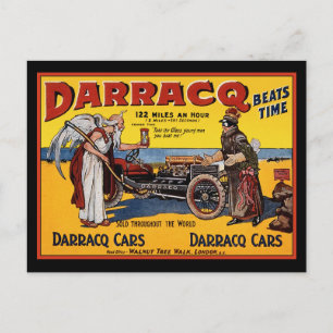 Briefkaart: raceauto: Darracq Cars verslaat Tim Briefkaart