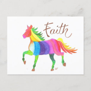 Briefkaart Rainbow Faith Horse van Sherry Jarvis