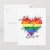 Briefkaart - Rainbow Heart - je hebt alleen liefde (Voorkant / Achterkant)