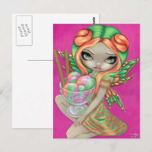 briefkaart "Rainbow Sherbet Fairy" (Voorkant / Achterkant)
