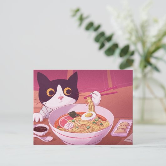 Briefkaart Ramen Cat (Staand voorkant)
