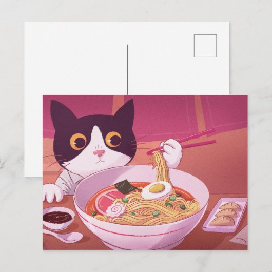 Briefkaart Ramen Cat (Voorkant / Achterkant)