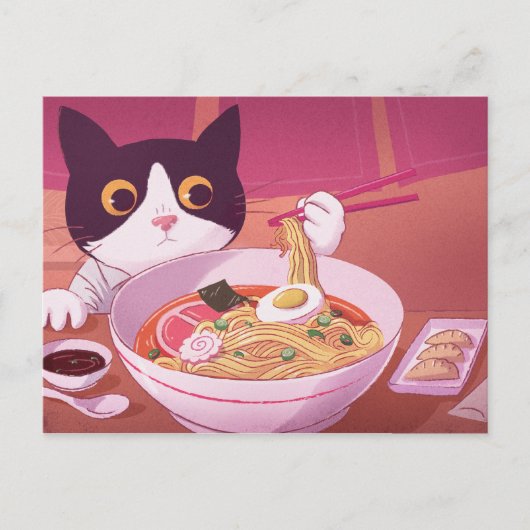 Briefkaart Ramen Cat (Voorkant)