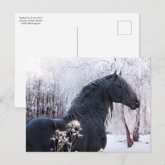 briefkaart "Raphael & Snowy Trees" (Voorkant / Achterkant)