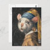 Briefkaart "Rat met Yogie Earring" schilderij (Voorkant / Achterkant)