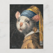 Briefkaart "Rat met Yogie Earring" schilderij (Voorkant)